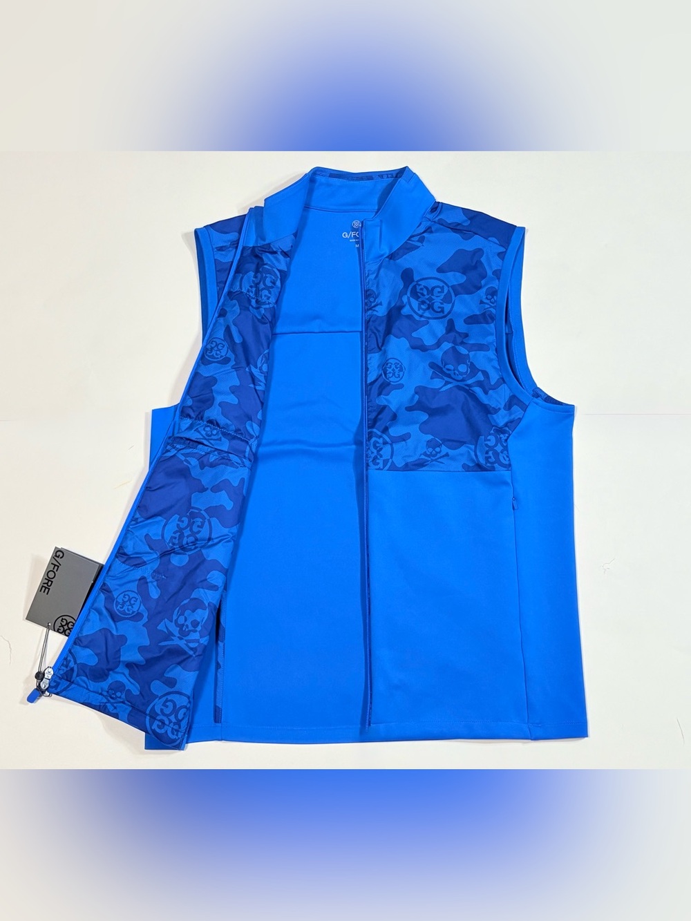 G/FORE Vest Men’s M Thermal Performance Full Zip Golf Surf Blue Camo GMO000008